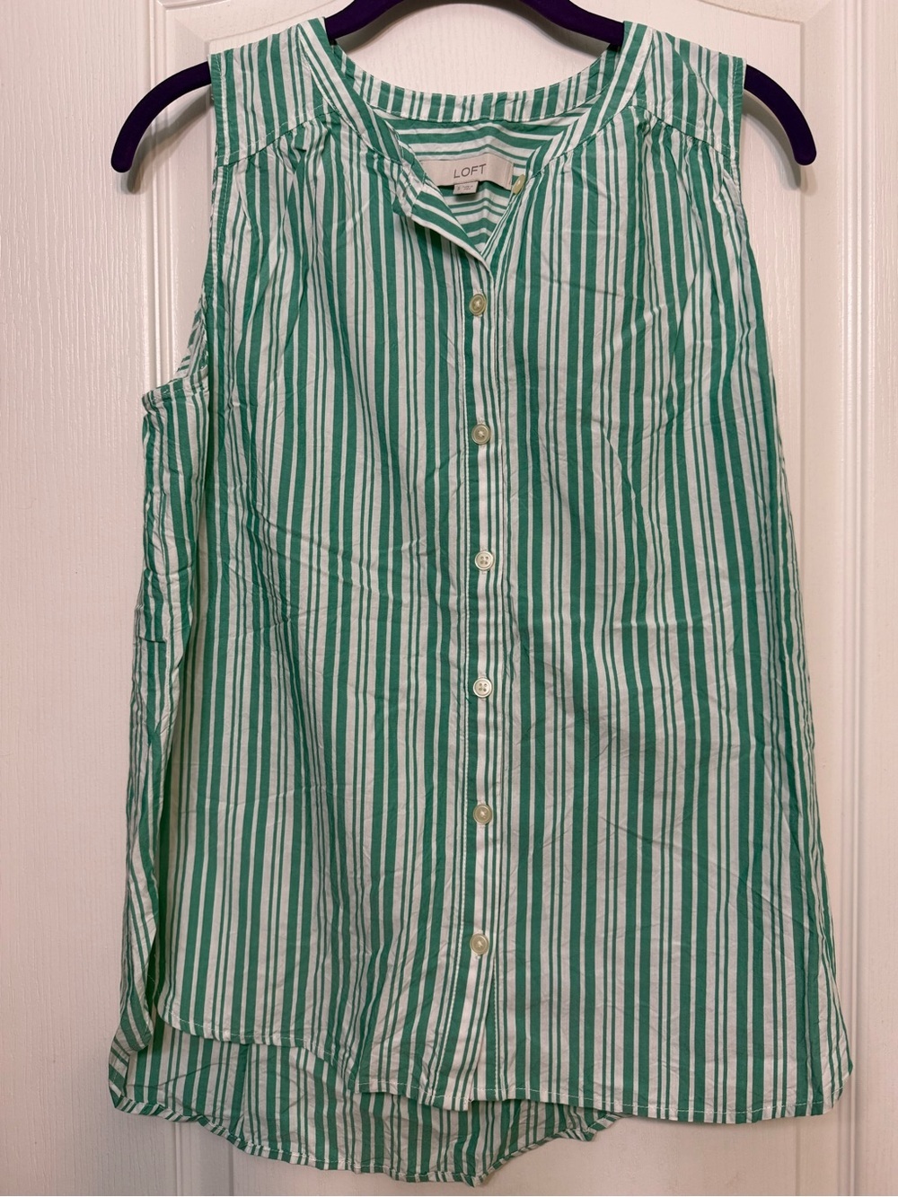Loft Stripped Button Down Sleeveless Top